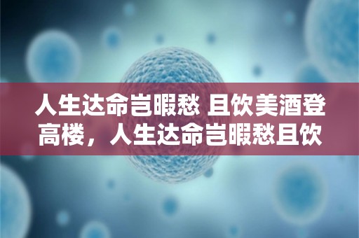 人生达命岂暇愁 且饮美酒登高楼，人生达命岂暇愁且饮美酒登高楼英文翻译