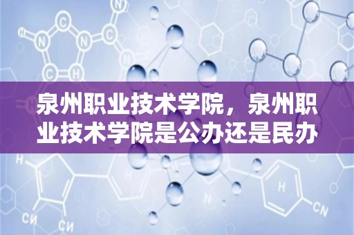 泉州职业技术学院，泉州职业技术学院是公办还是民办