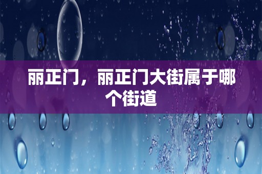 丽正门，丽正门大街属于哪个街道