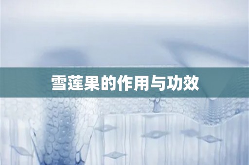 雪莲果的作用与功效