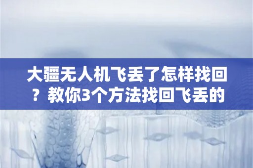 大疆无人机飞丢了怎样找回？教你3个方法找回飞丢的无人机